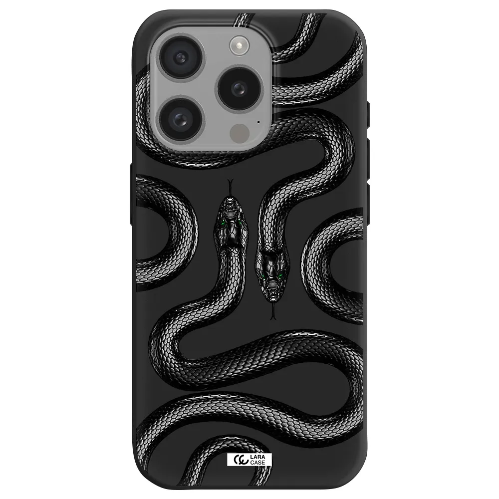 Black Snake Apple Iphone 15 Pro Silicone Black Case
