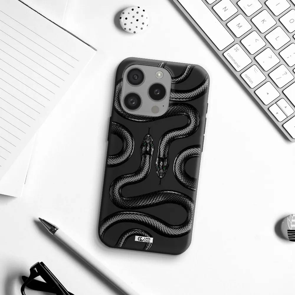 Black Snake Apple Iphone 15 Pro Silicone Black Case