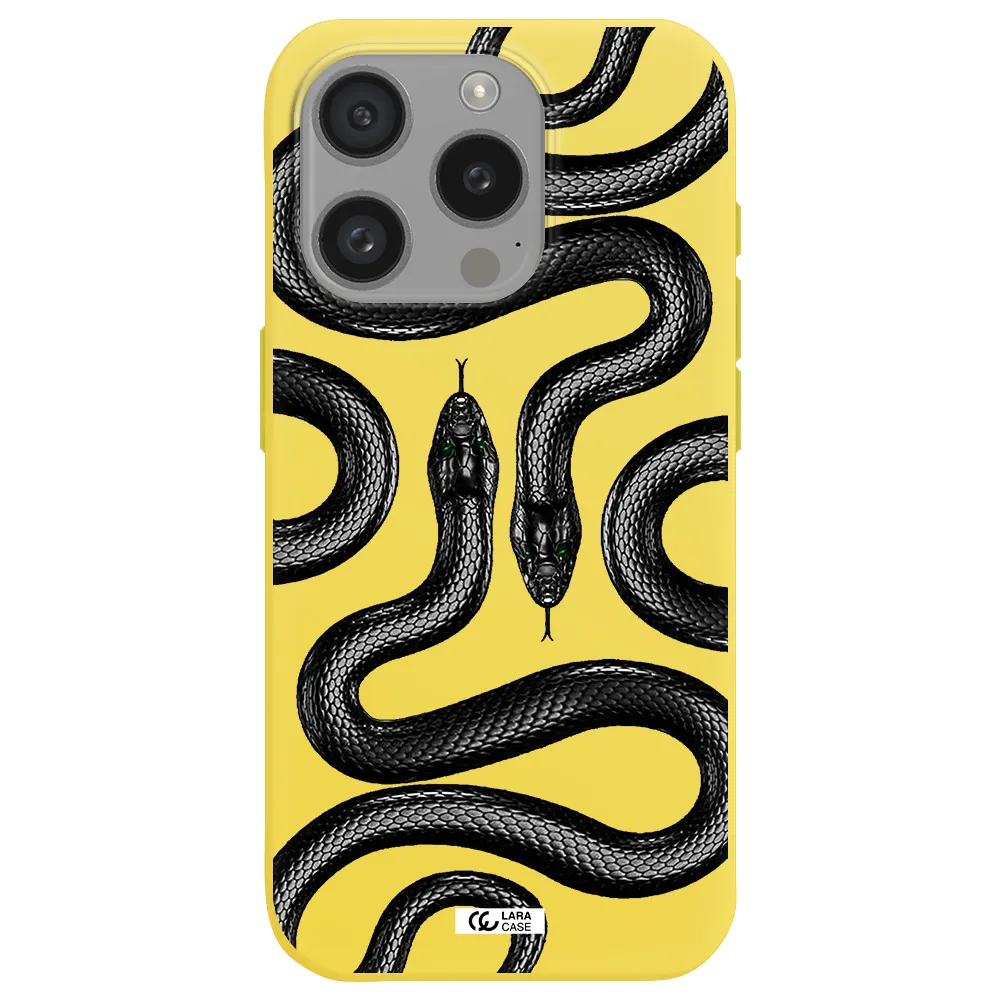 Black Snake Apple Iphone 15 Pro Silicone Canary Yellow Case