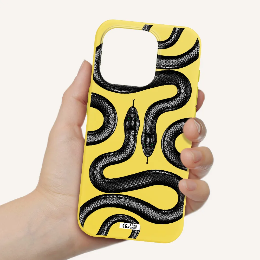 Black Snake Apple Iphone 15 Pro Silicone Canary Yellow Case