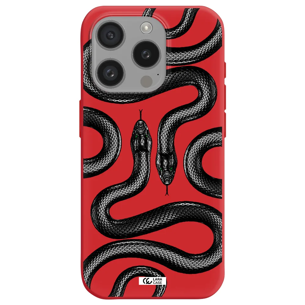 Black Snake Apple Iphone 15 Pro Silicone Imperial Red Case