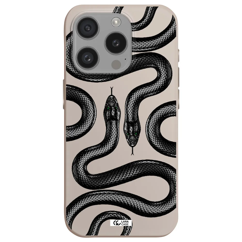 Black Snake Apple Iphone 15 Pro Silicone Stone Case