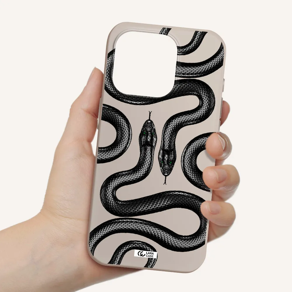 Black Snake Apple Iphone 15 Pro Silicone Stone Case