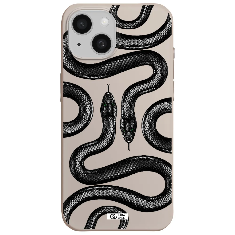 Black Snake Apple iPhone 15 Silicone Stone Case