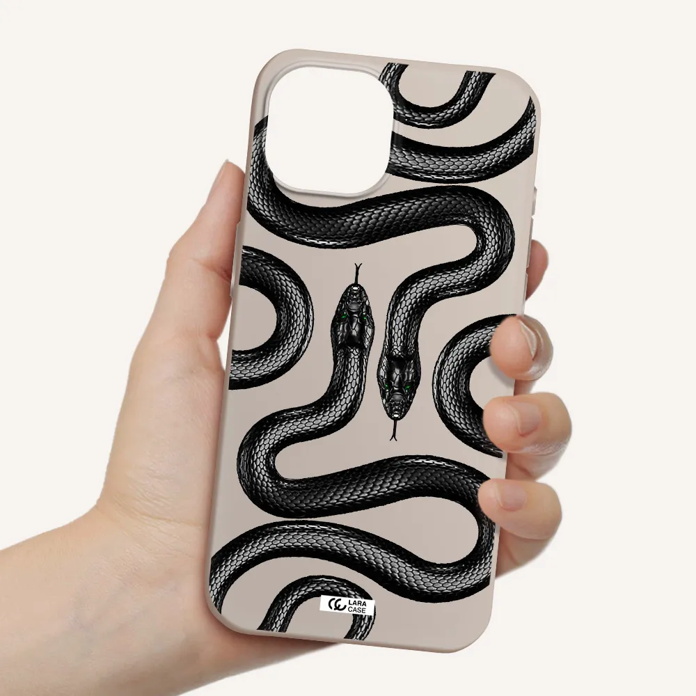 Black Snake Apple iPhone 15 Silicone Stone Case