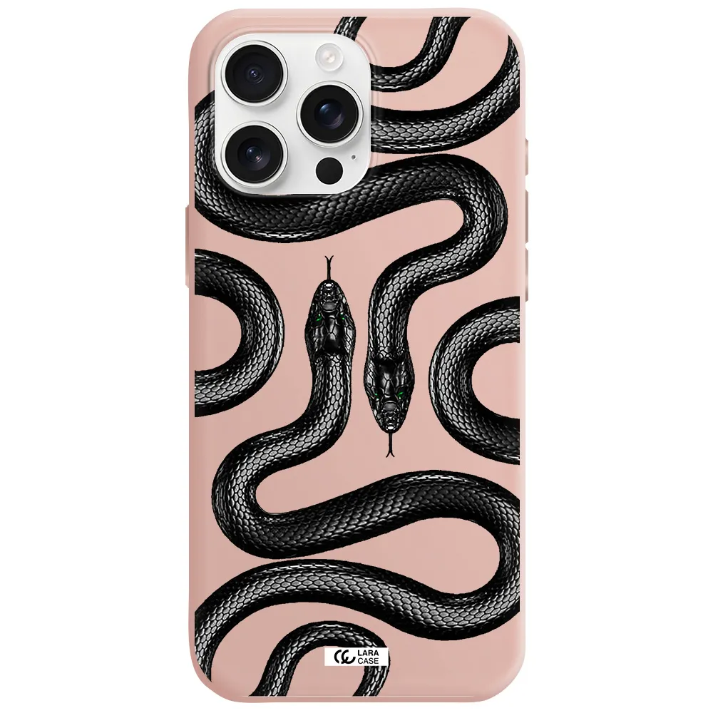 Black Snake Apple Iphone 16 Pro Max Silicone Pastel Pink Case