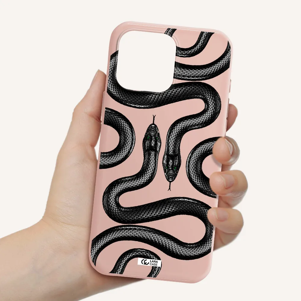 Black Snake Apple Iphone 16 Pro Max Silicone Pastel Pink Case