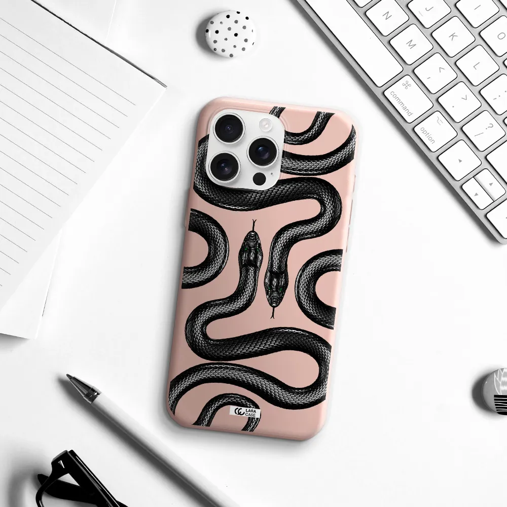 Black Snake Apple Iphone 16 Pro Max Silicone Pastel Pink Case
