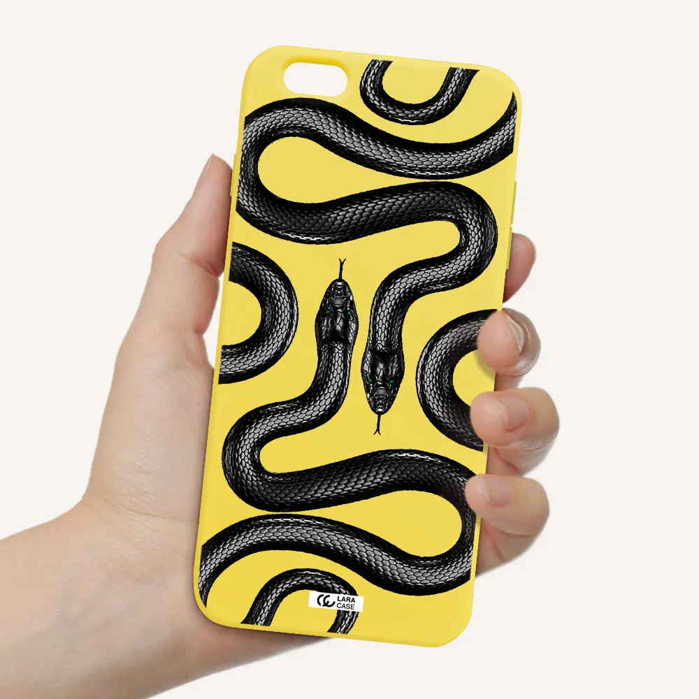 Black Snake Apple iPhone 6 plus Silicone canary yellow Case
