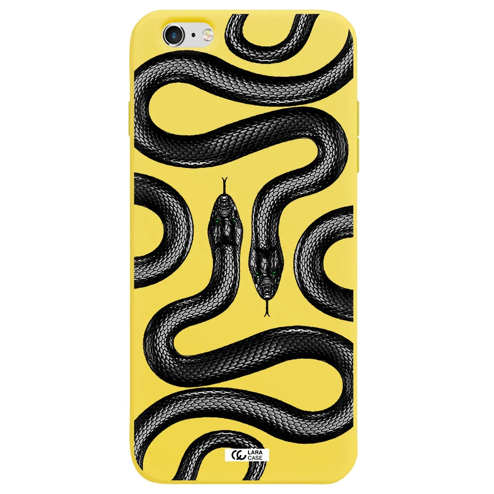 Black Snake Apple iPhone 6 s plus Silicone canary yellow Case