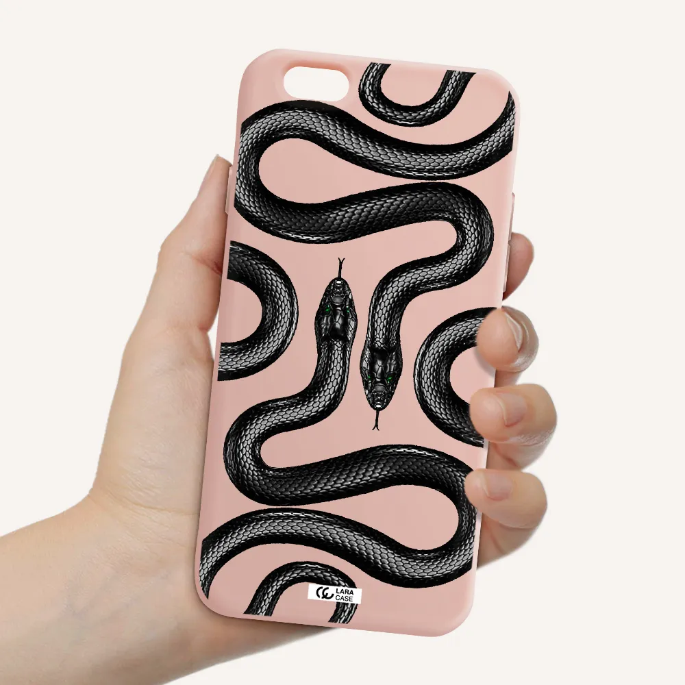 Black Snake Apple iPhone 6 Silicone pastel pink Case