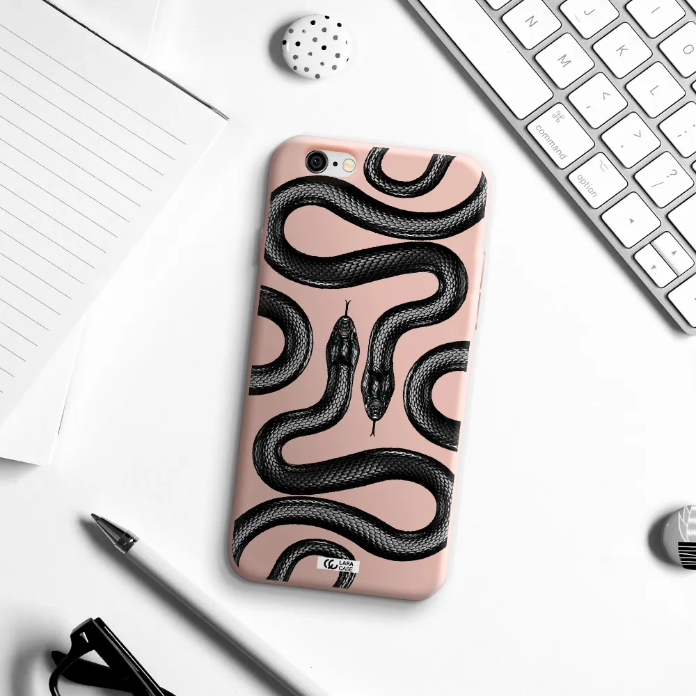 Black Snake Apple iPhone 6 Silicone pastel pink Case