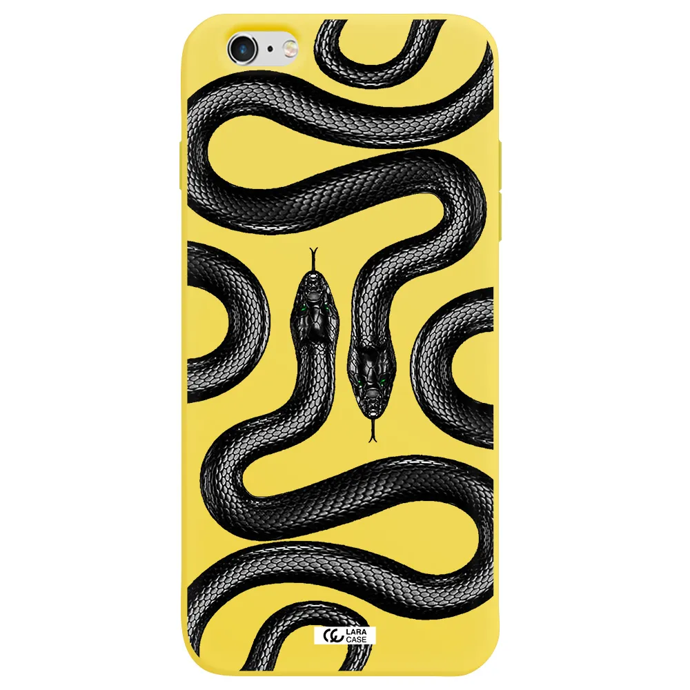 Black Snake Apple iPhone 6S Silicone canary yellow Case