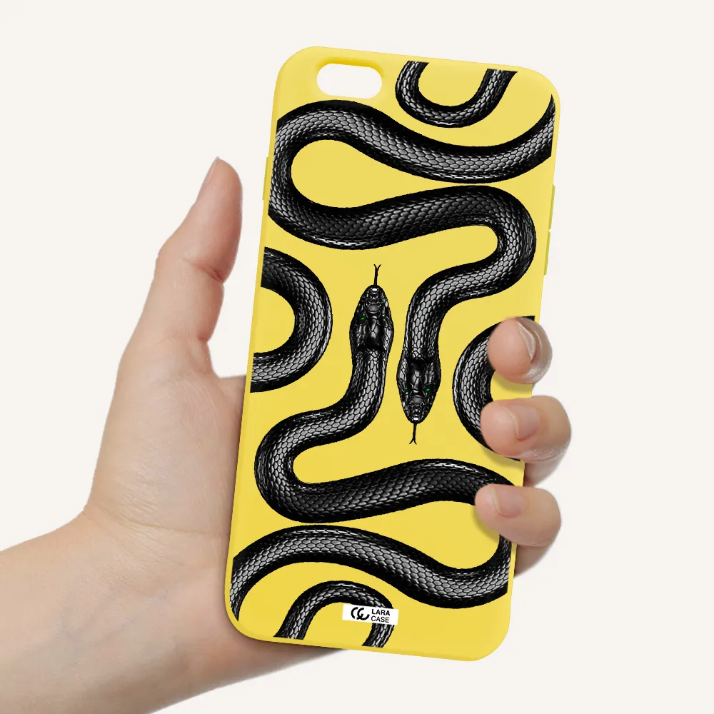 Black Snake Apple iPhone 6S Silicone canary yellow Case
