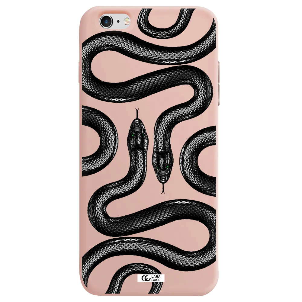 Black Snake Apple iPhone 6S Silicone pastel pink Case