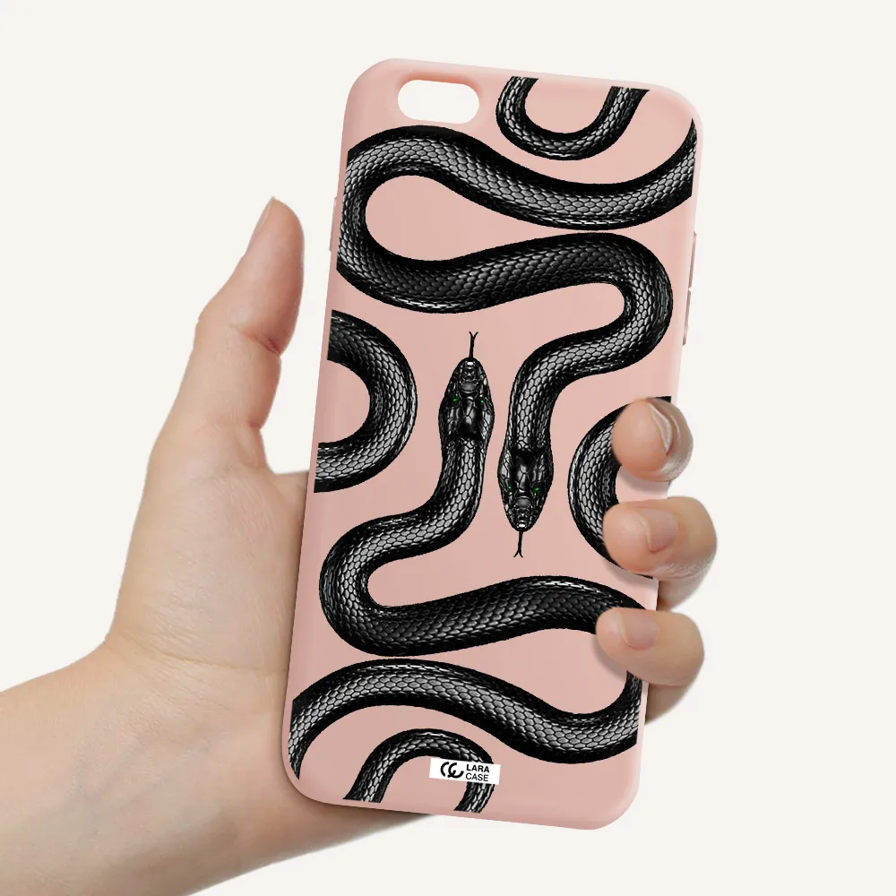 Black Snake Apple iPhone 6S Silicone pastel pink Case