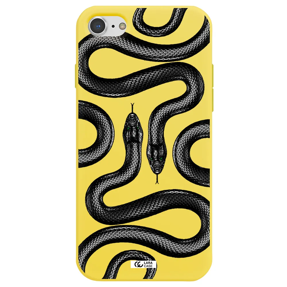 Black Snake Apple iPhone 7 Silicone canary yellow Case