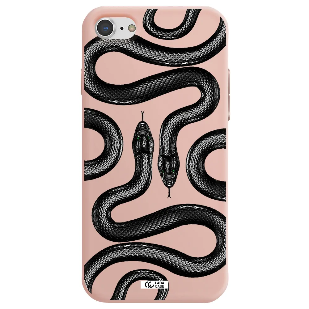 Black Snake Apple iPhone 7 Silicone pastel pink Case