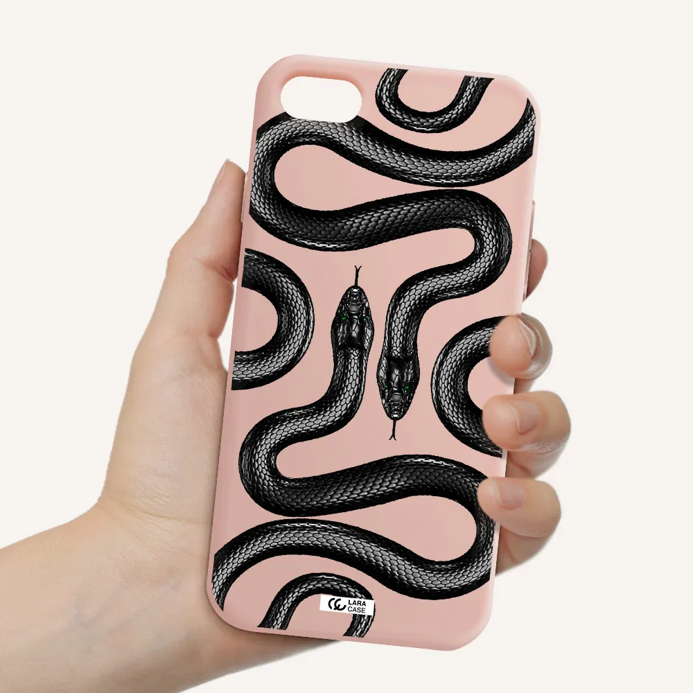 Black Snake Apple iPhone 7 Silicone pastel pink Case