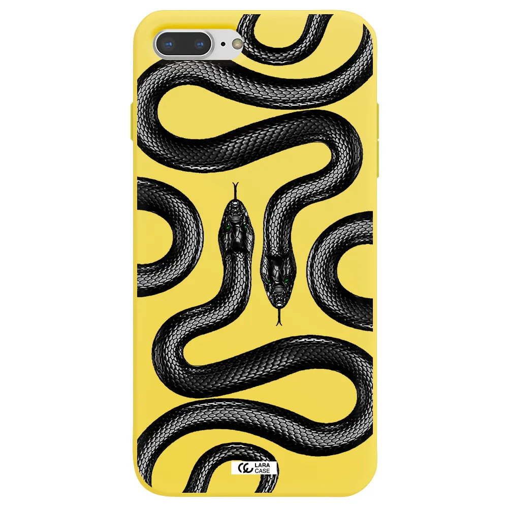 Black Snake Apple iPhone 8 plus Silicone canary yellow Case