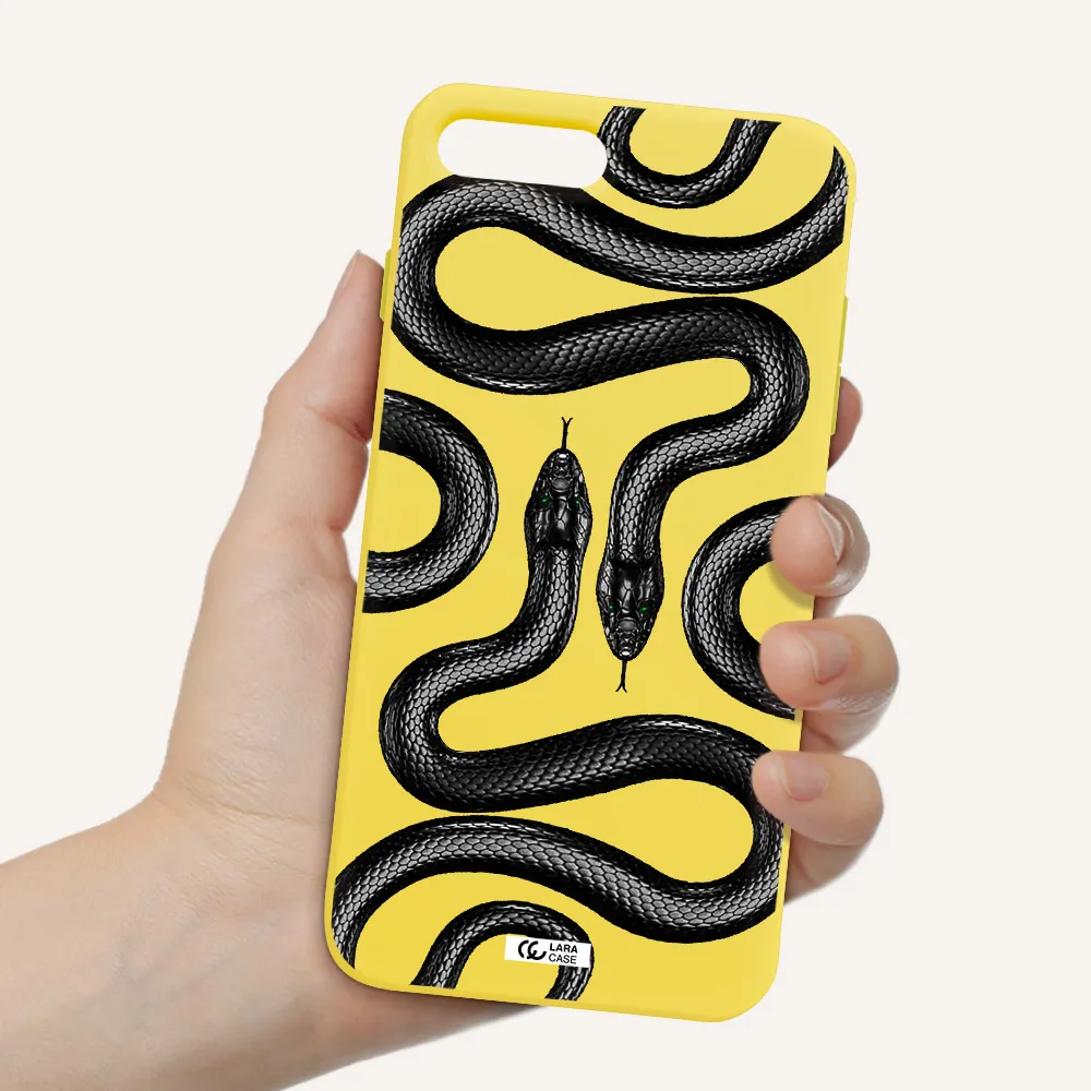 Black Snake Apple iPhone 8 plus Silicone canary yellow Case