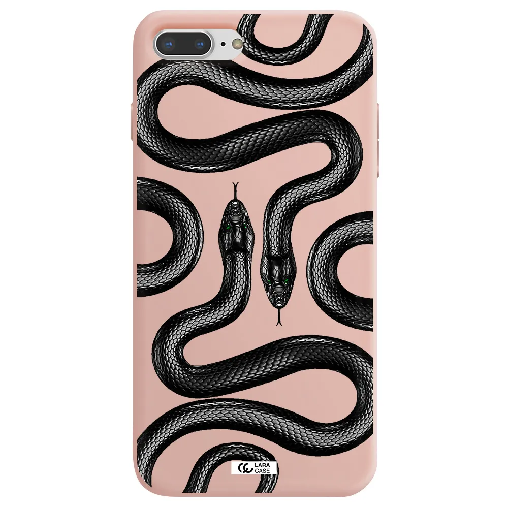 Black Snake Apple iPhone 8 plus Silicone pastel pink Case