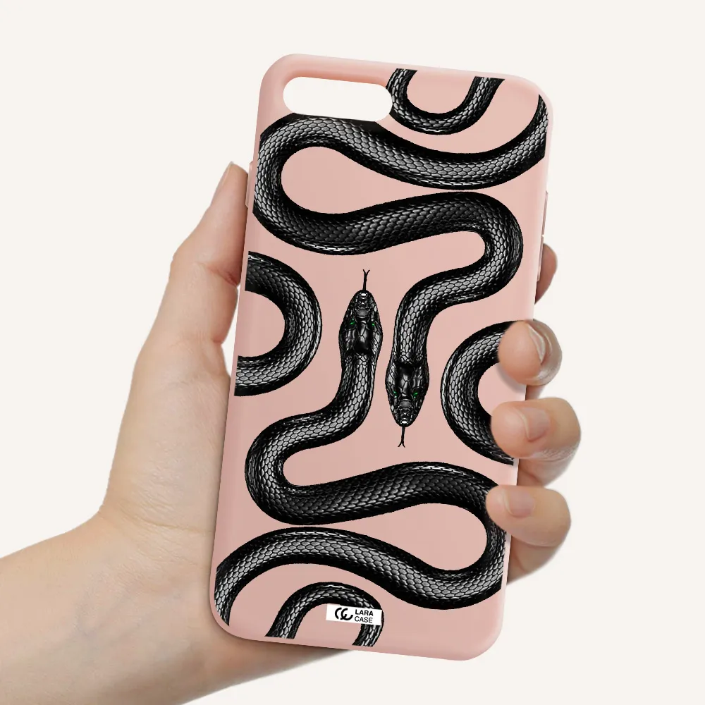 Black Snake Apple iPhone 8 plus Silicone pastel pink Case