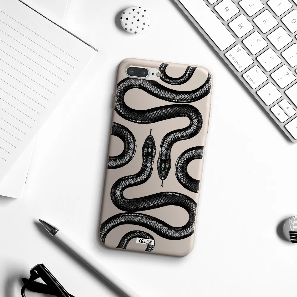 Black Snake Apple iPhone 8 plus Silicone Stone Case