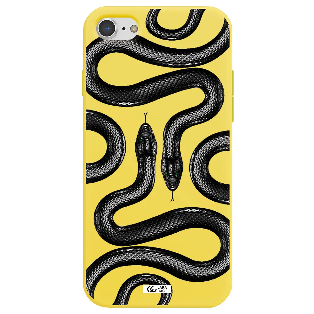 Black Snake Apple iPhone 8 Silicone canary yellow Case