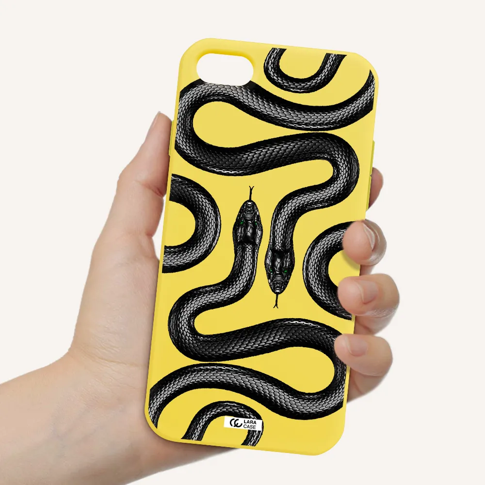 Black Snake Apple iPhone 8 Silicone canary yellow Case