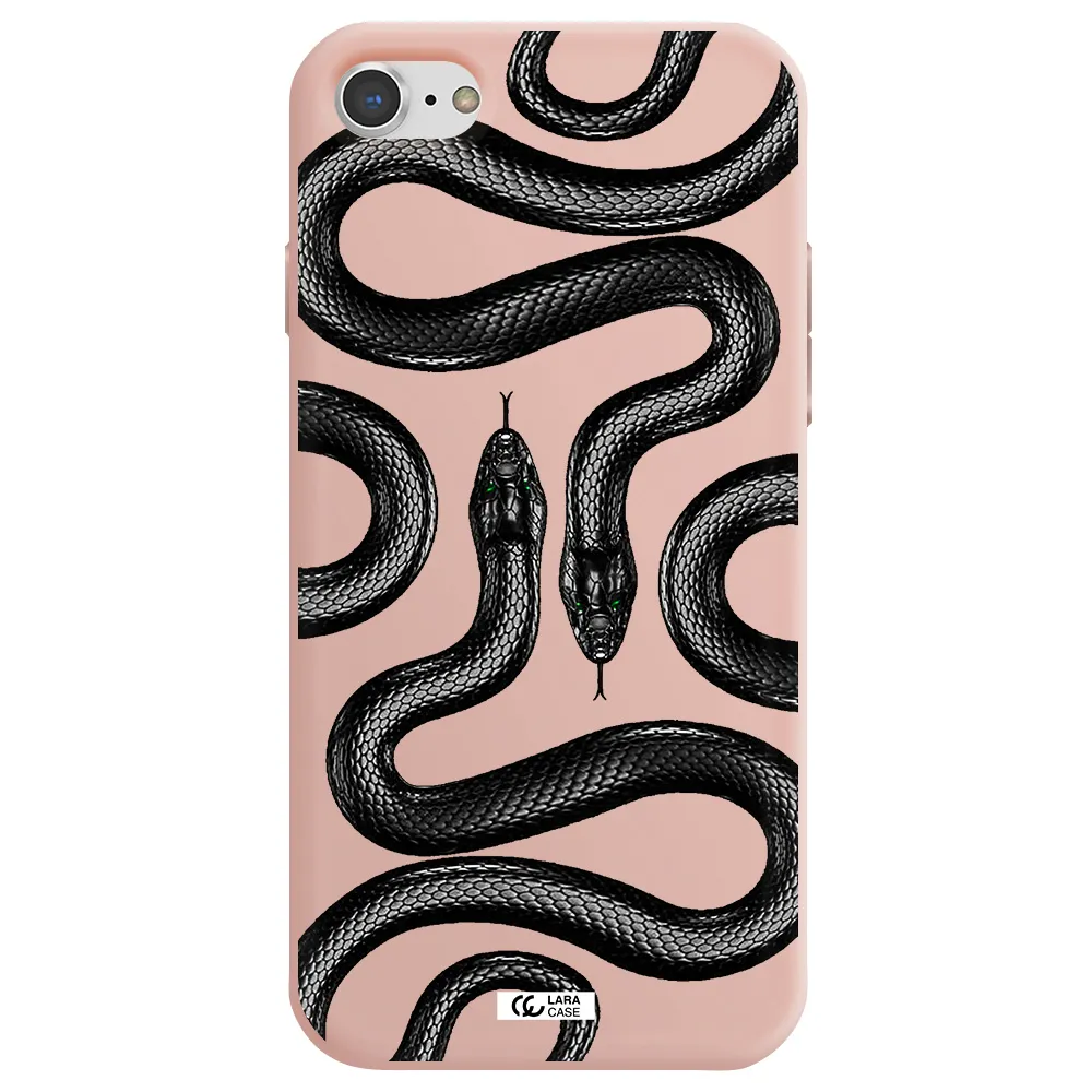 Black Snake Apple iPhone 8 Silicone pastel pink Case