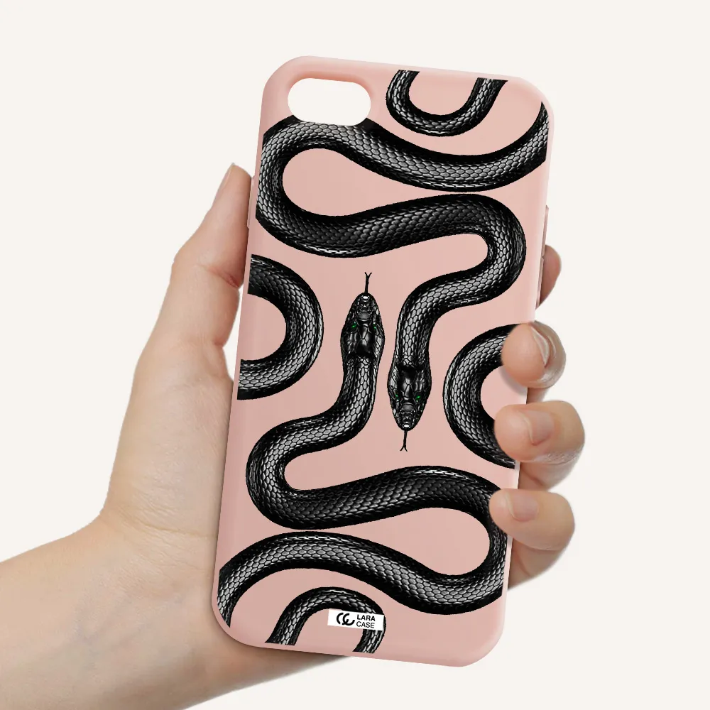 Black Snake Apple iPhone 8 Silicone pastel pink Case