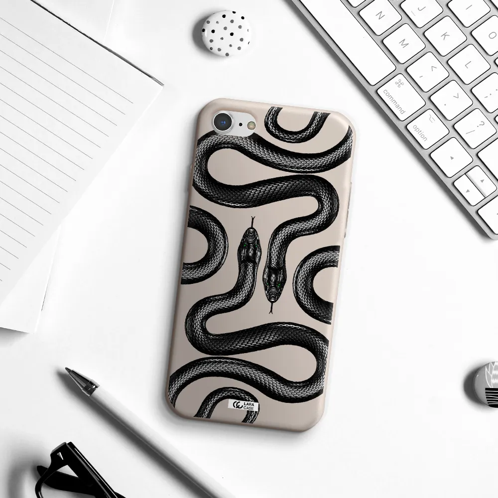 Black Snake Apple iPhone 8 Silicone Stone Case