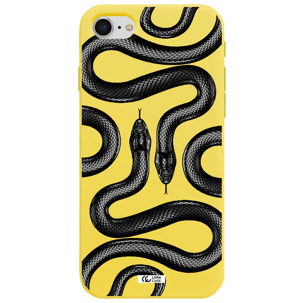 Black Snake Apple iPhone se 2020 Silicone canary yellow Case