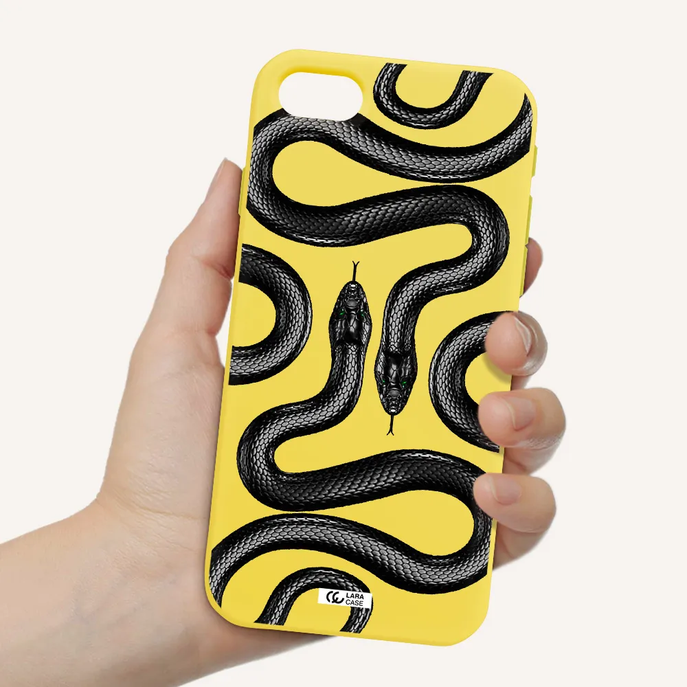 Black Snake Apple iPhone se 2020 Silicone canary yellow Case