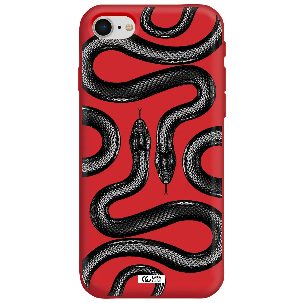 Black Snake Apple iPhone se 2020 Silicone Imperial Red Case