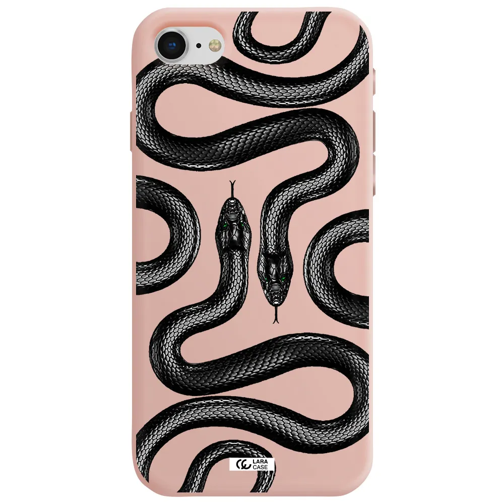 Black Snake Apple iPhone se 2020 Silicone pastel pink Case