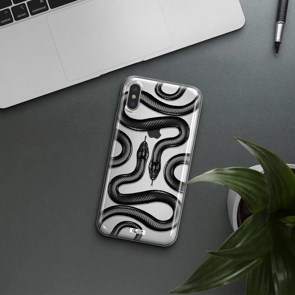 Black Snake Apple iPhone X Clear TPU Case
