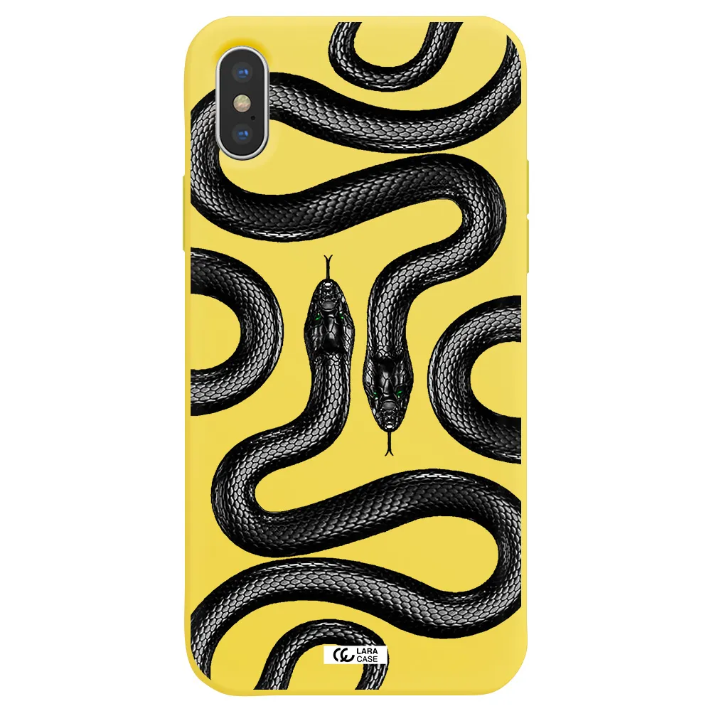 Black Snake Apple iPhone X Silicone canary yellow Case