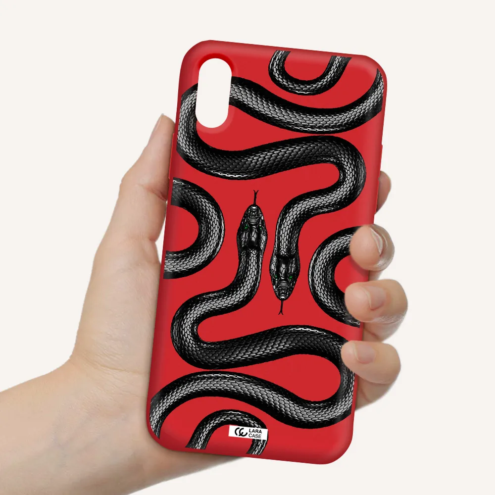 Black Snake Apple iPhone X Silicone Imperial Red Case