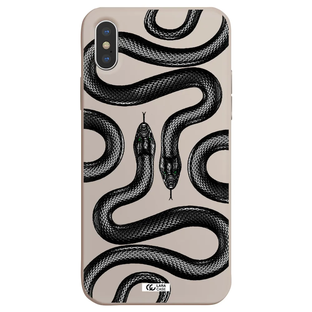 Black Snake Apple iPhone X Silicone Stone Case