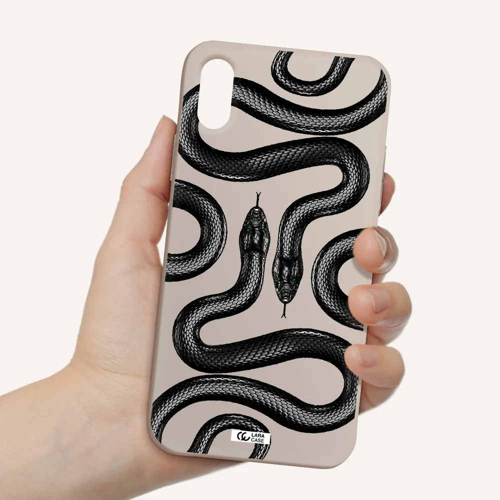 Black Snake Apple iPhone X Silicone Stone Case