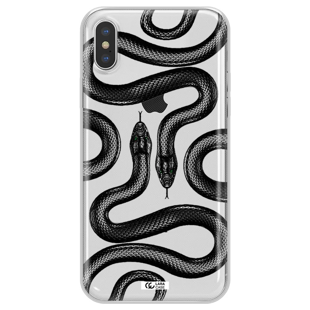 Black Snake Apple iPhone XS Clear TPU Case