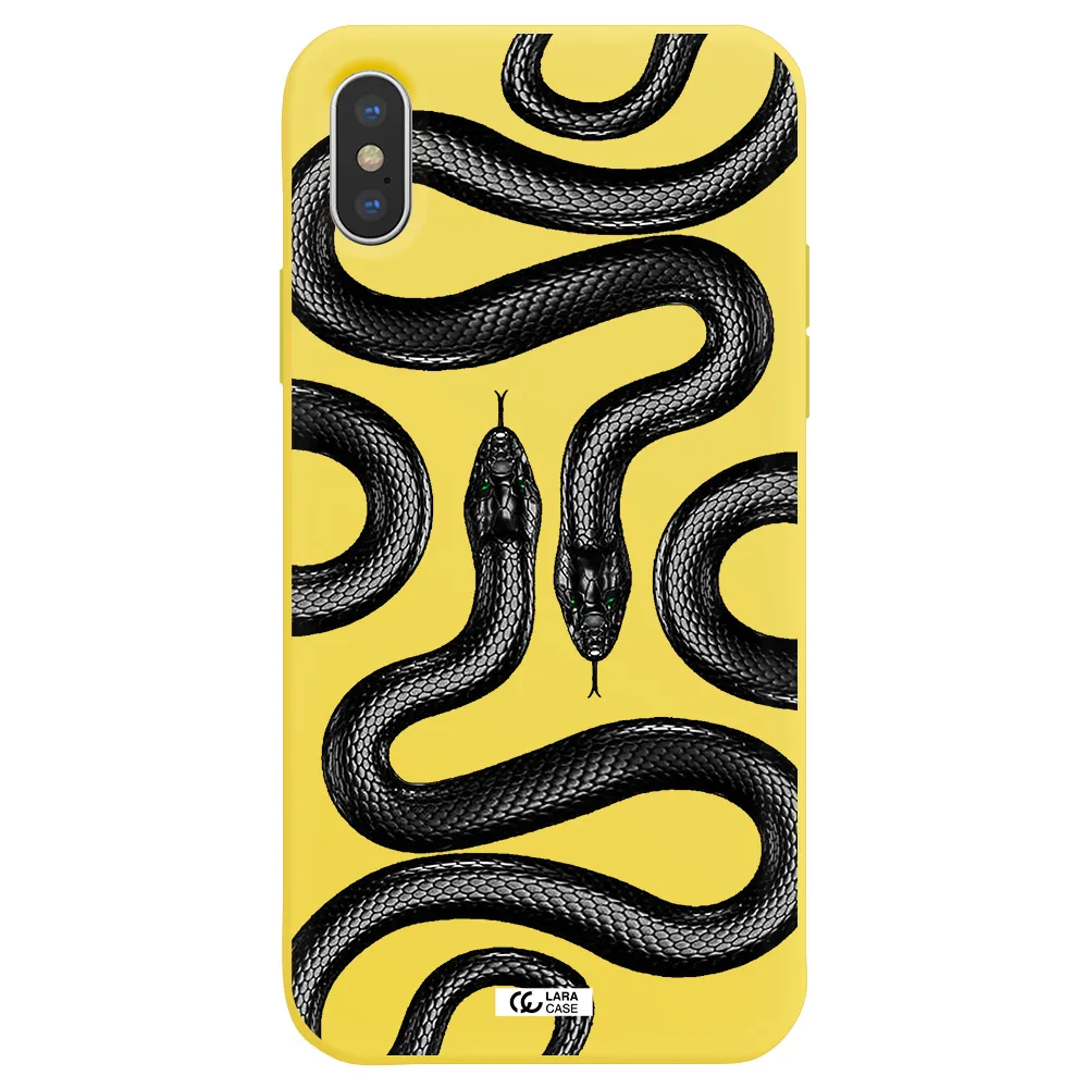 Black Snake Apple iPhone XS Silicone canary yellow Case