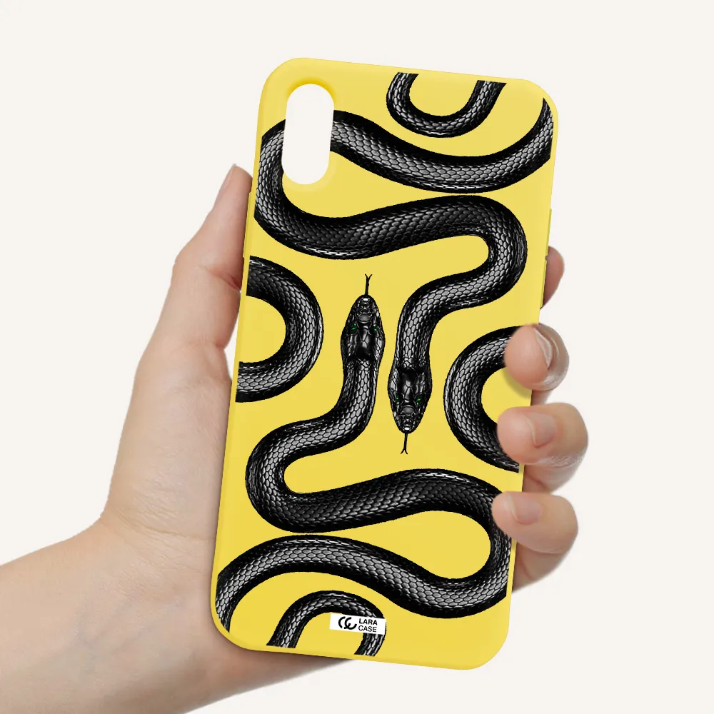 Black Snake Apple iPhone XS Silicone canary yellow Case