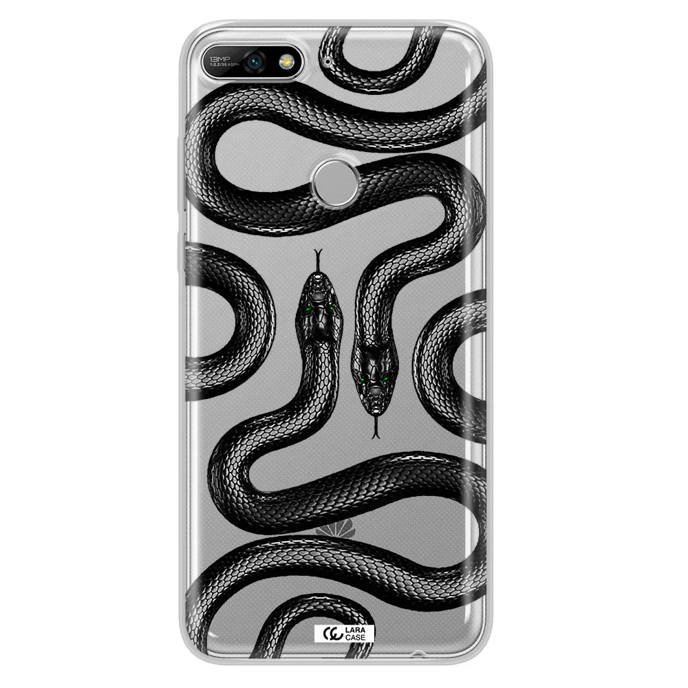 Black Snake Huawei Y7 2018 Clear TPU Case