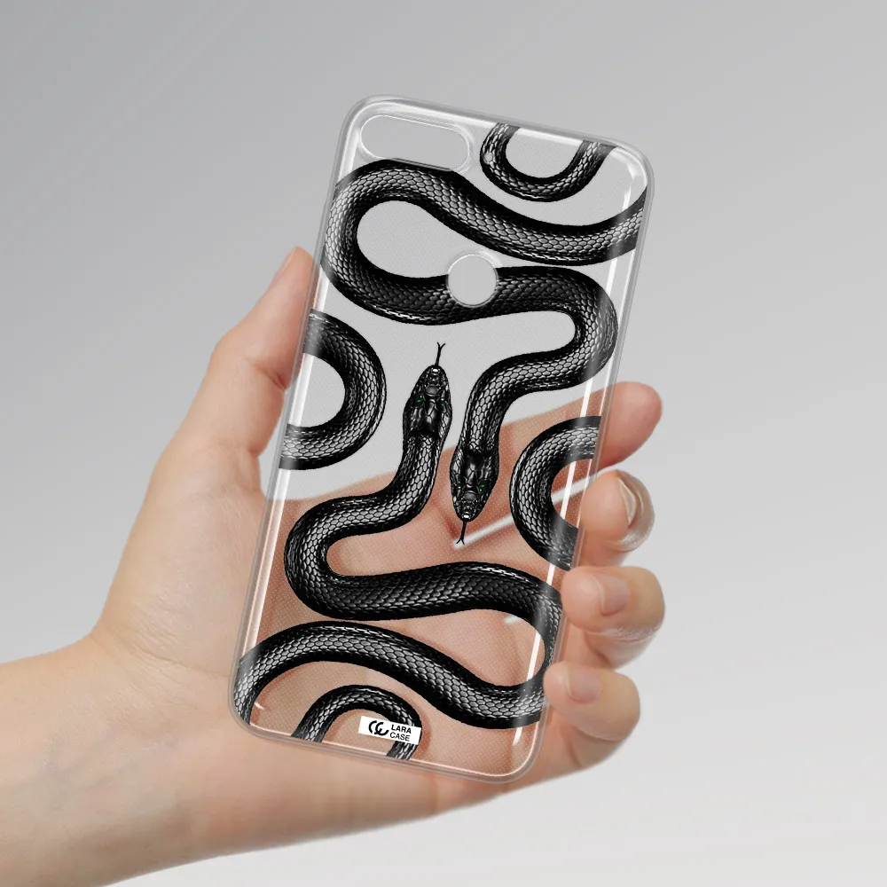Black Snake Huawei Y7 2018 Clear TPU Case