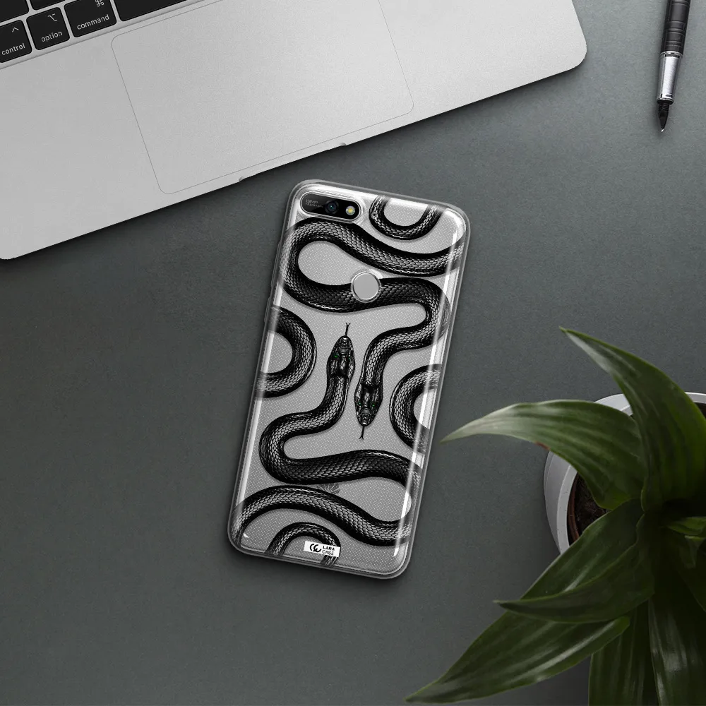 Black Snake Huawei Y7 2018 Clear TPU Case