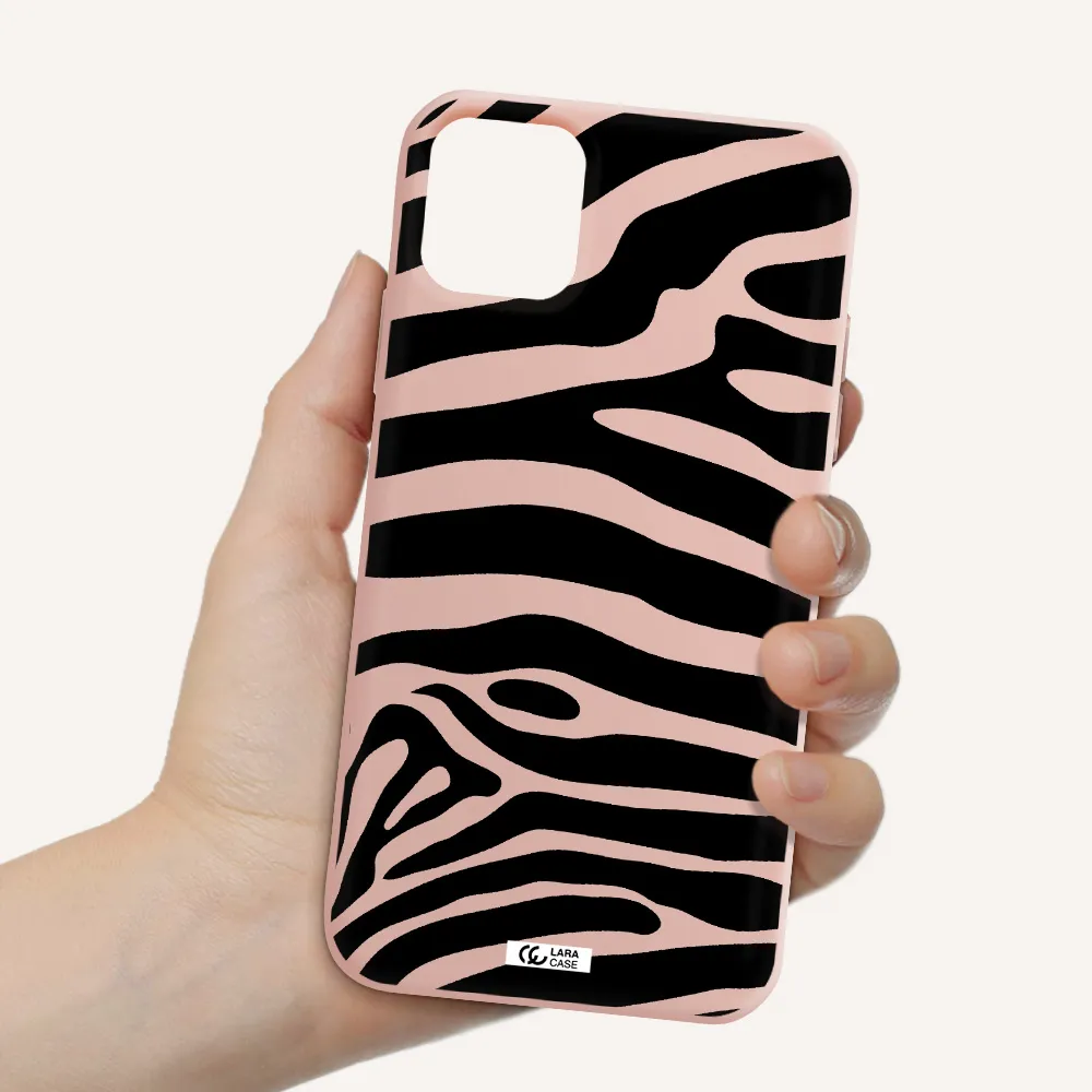 Zebra Apple iPhone 11 Silicone pastel pink Case