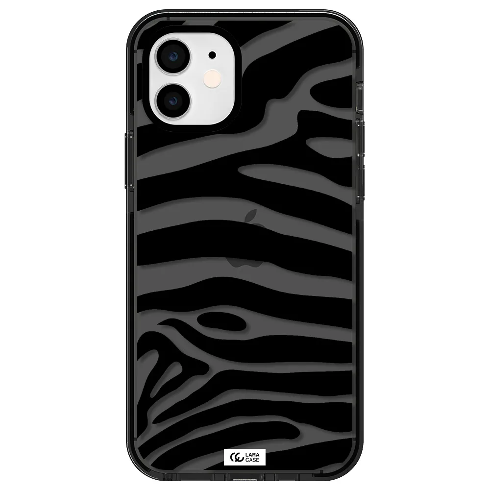 Zebra Apple iPhone 12 impact Smoke Black Case